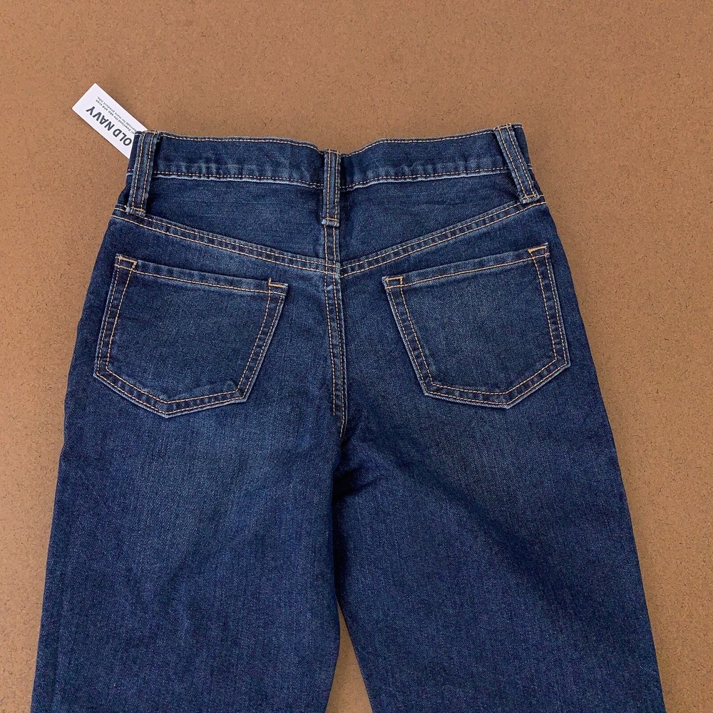 Old Navy Girls Size 7 Dark Wash Denim High-Waisted Slouchy Straight Jeans NWT - Picture 5 of 5